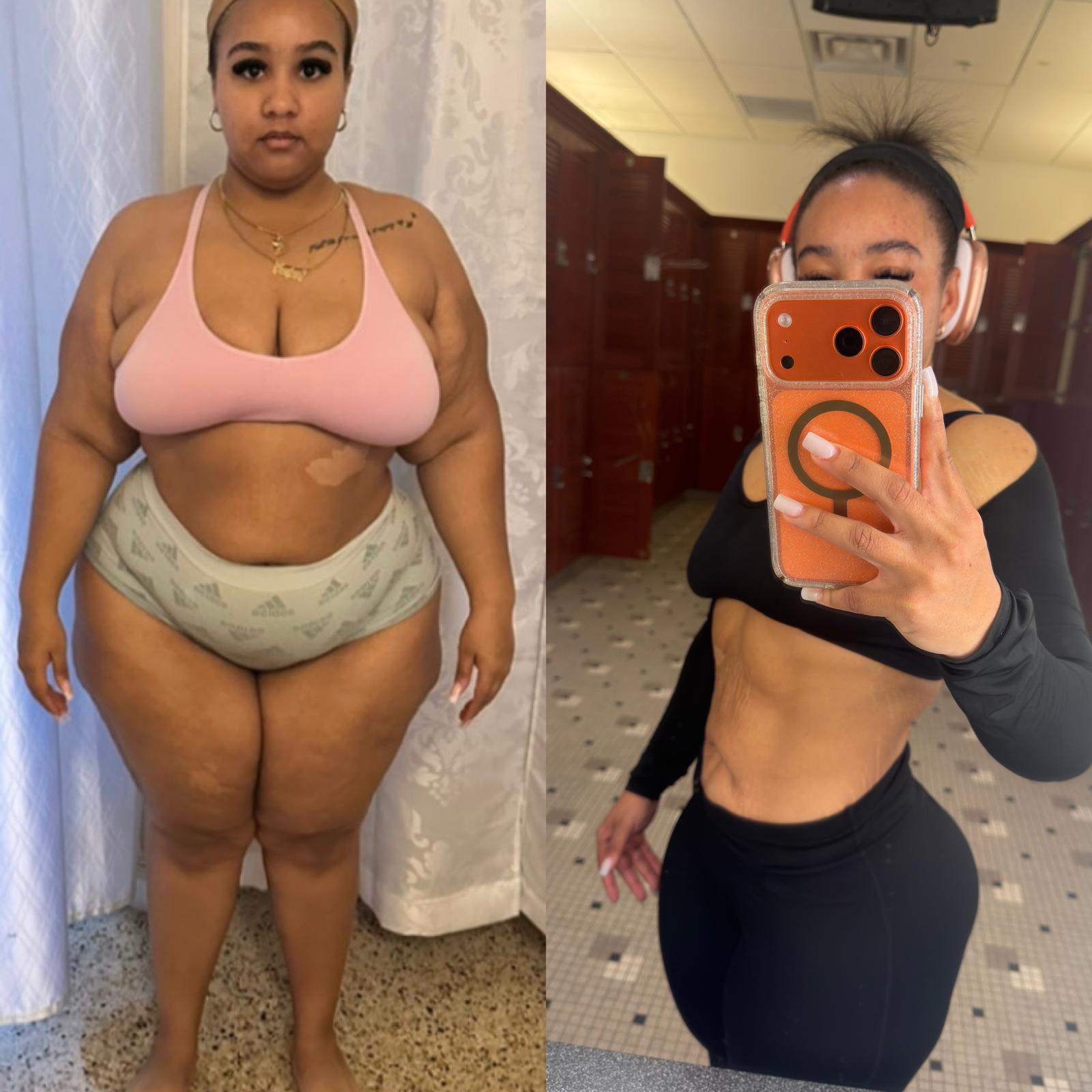 Transformación física de Carla — antes y después