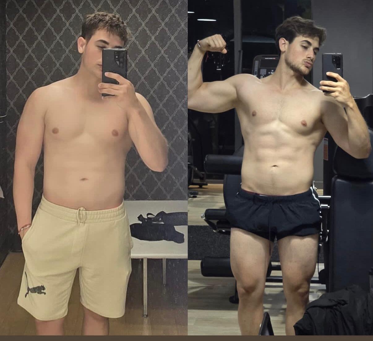 Transformación física de Leonidas — antes y después